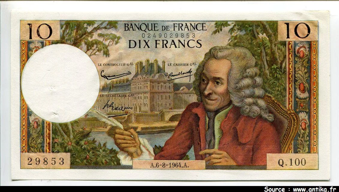 10 FRANCS VOLTAIRE - Type 1963