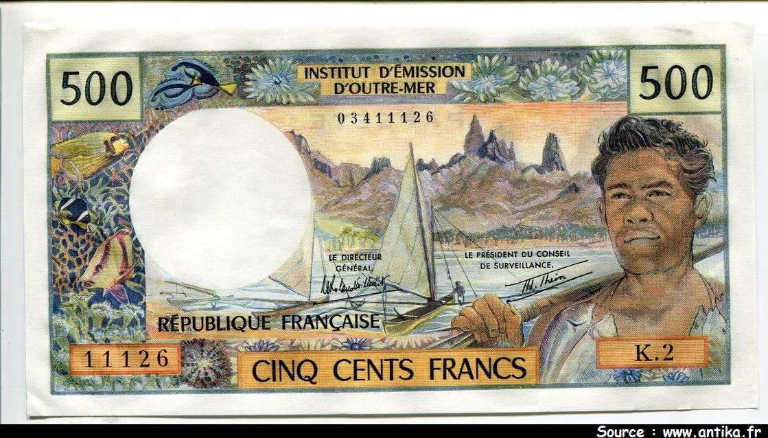 500 Francs Pêcheur I.E.O.M PAPEETE
