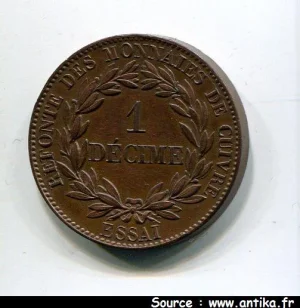 1 DECIME ESSAI 1 DECIME en Cuivre LOUIS PHILIPPE