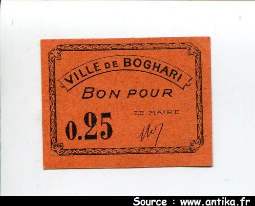 25 CENTIMES Ville de BOGHARI