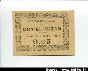 5 CENTIMES Commune de DRA-EL-MIZAN