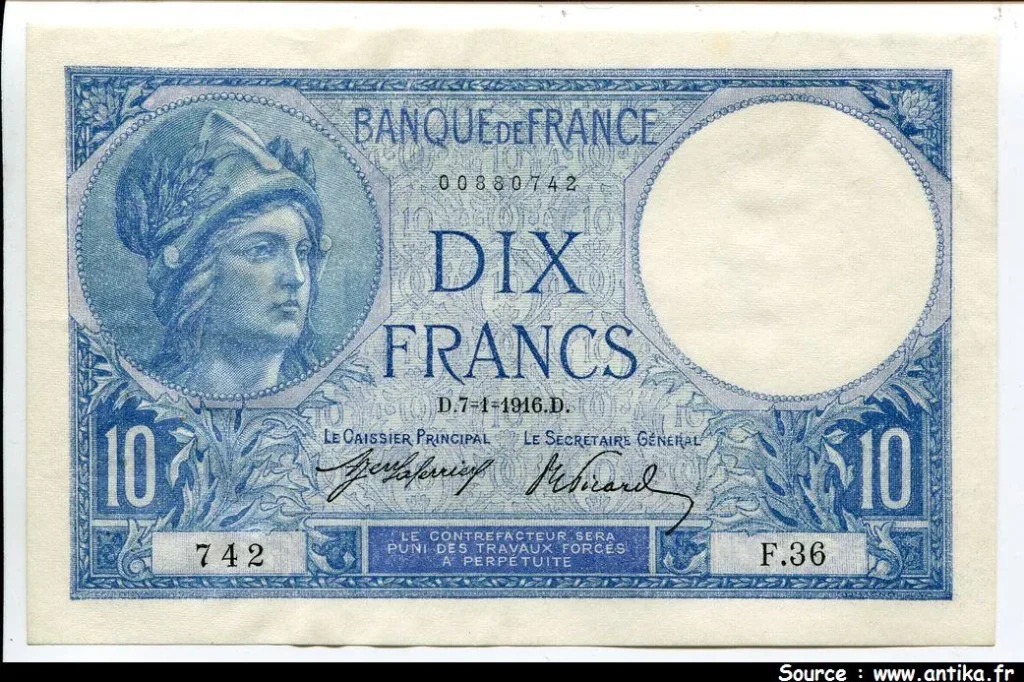 10 FRANCS MINERVE - Type 1915