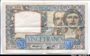 20 FRANCS SCIENCE & TRAVAIL - Type 1940