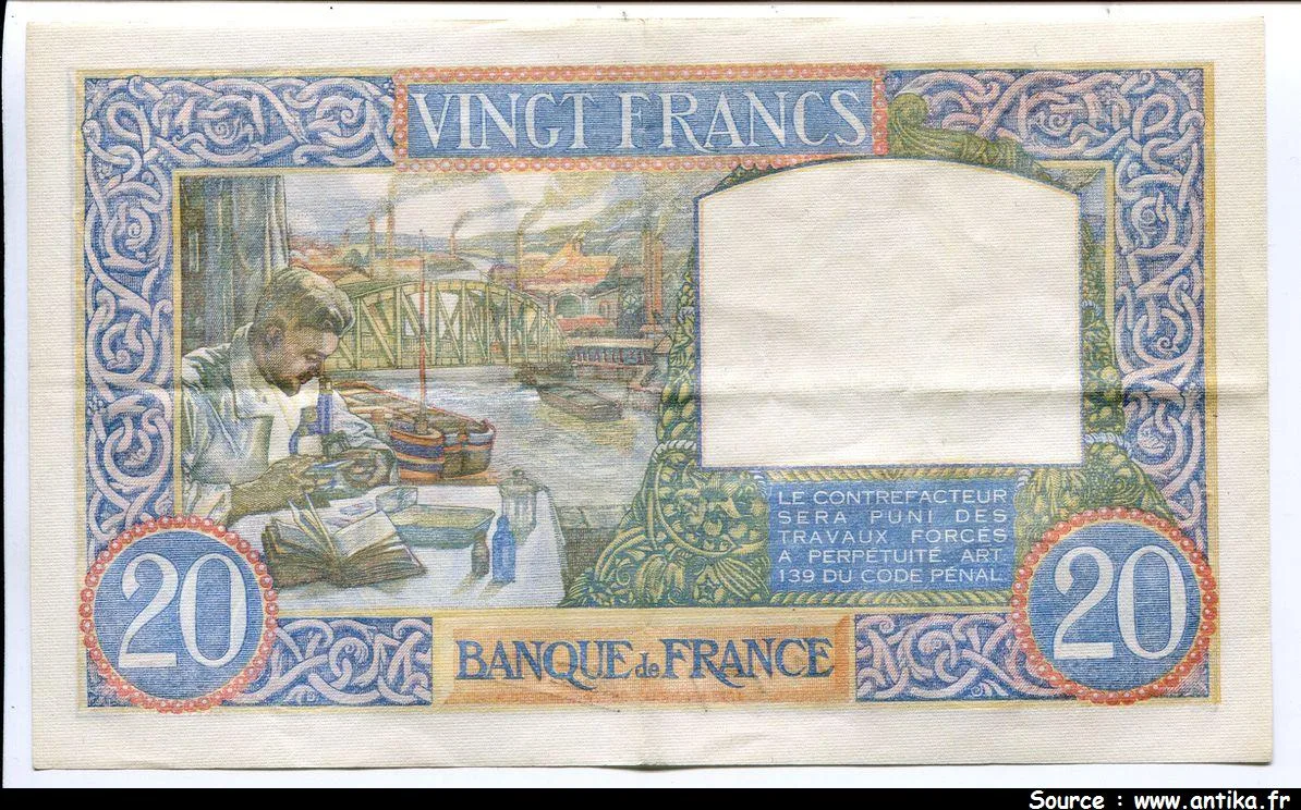 20 FRANCS SCIENCE & TRAVAIL - Type 1940
