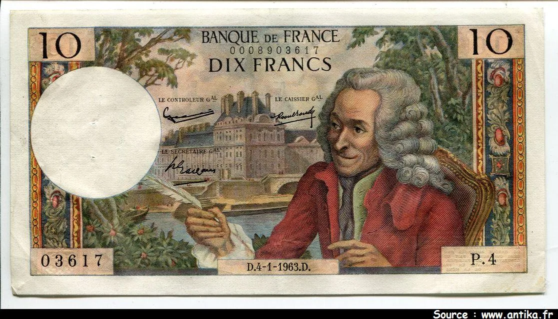 10 FRANCS VOLTAIRE - Type 1963