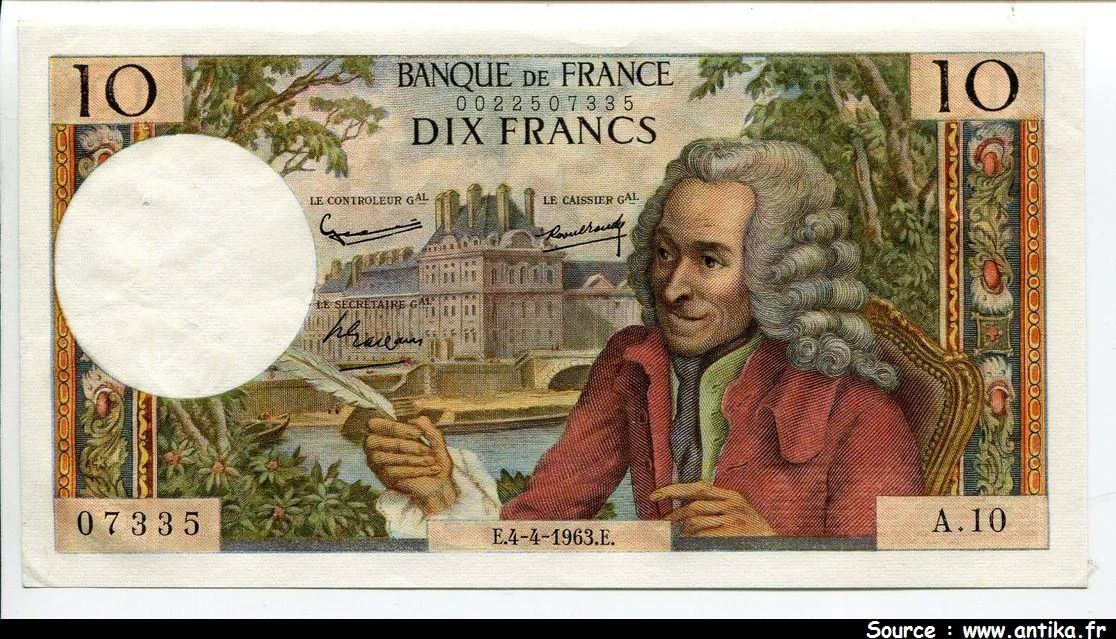 10 FRANCS VOLTAIRE - Type 1963