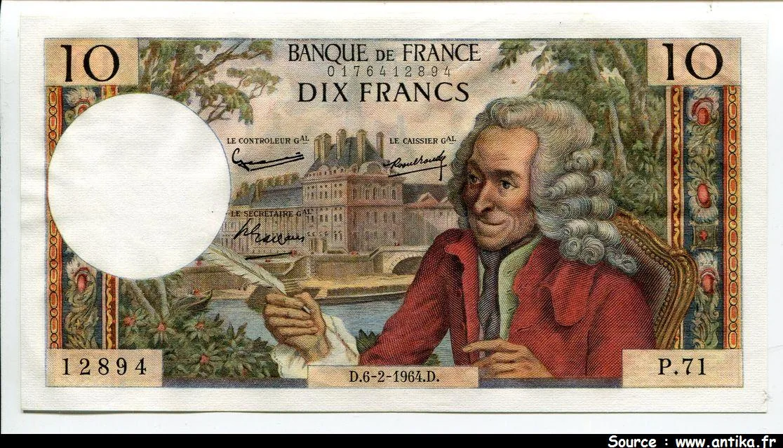 10 FRANCS VOLTAIRE - Type 1963