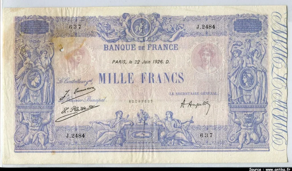 1000 FRANCS BLEU & ROSE - Type 1889