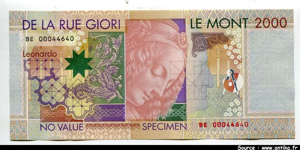 DE LA RUE GIORI 2000 Le Mont Léonardo da Vinci SPECIMEN