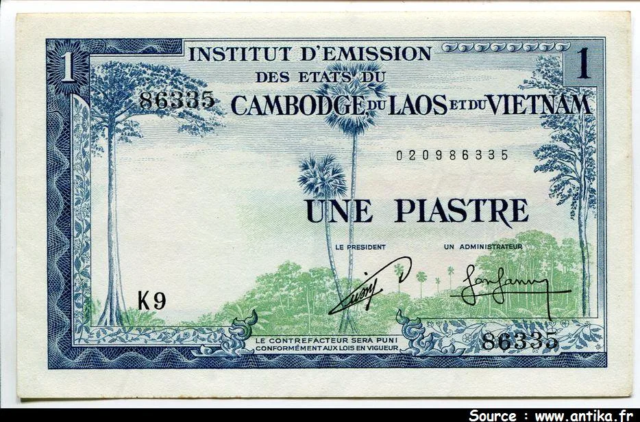 1 Piastre / 1 Riel Sign :18 RARE 1 Piastre / 1 Riel Sign: 18