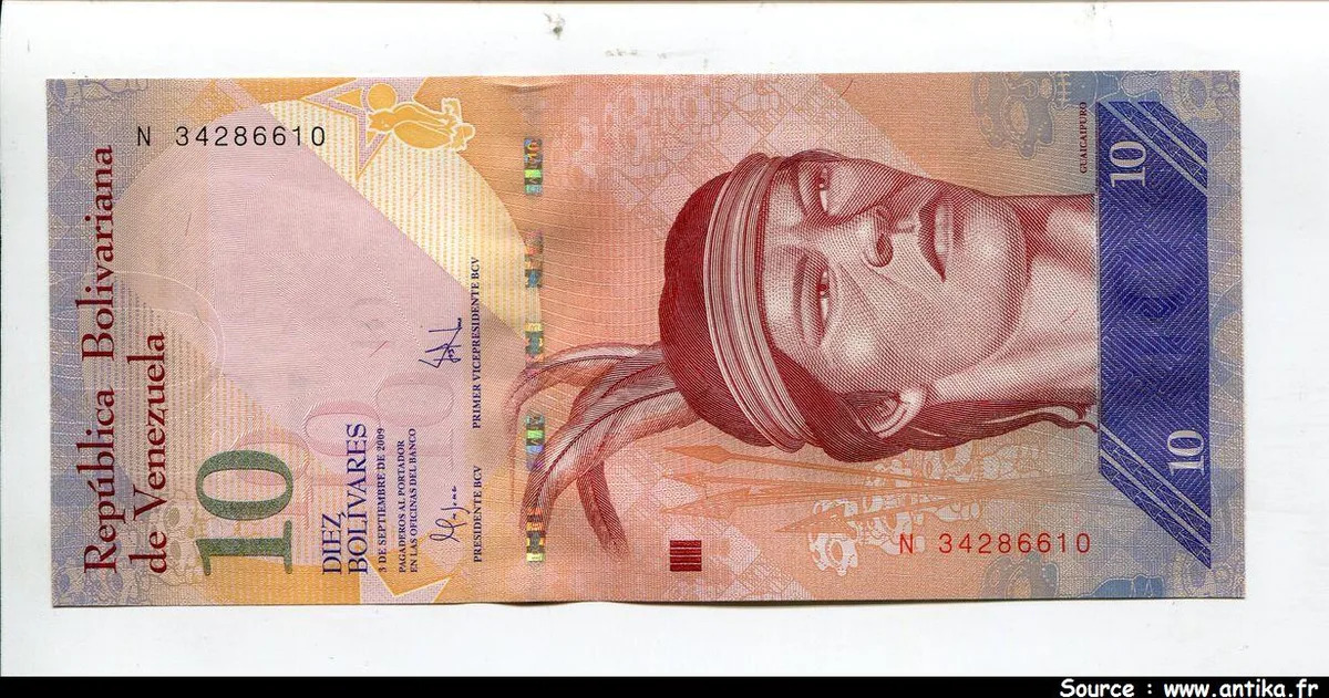 10 Bolivares Indien Guaicaipuro * * * * * * * *