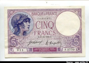5 FRANCS VIOLET - Type 1917