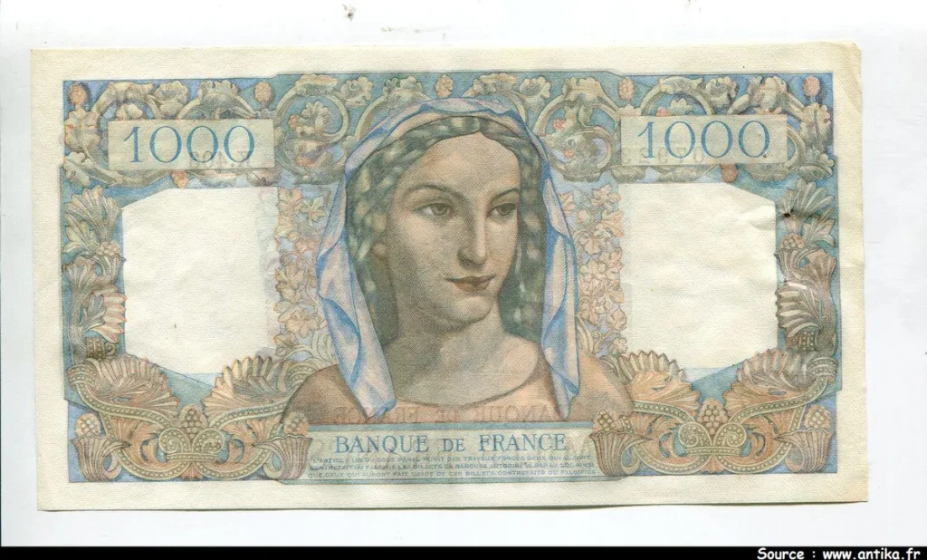 1000 FRANCS MINERVE & HERCULE - Type 1945