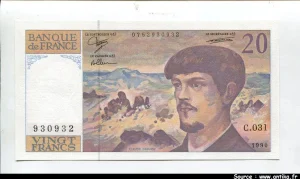 20 FRANCS DEBUSSY - Type 1980 à fil sécurité