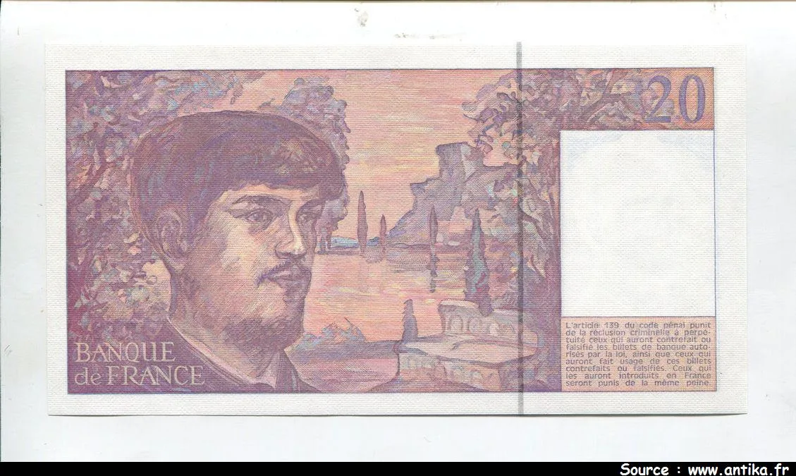 20 FRANCS DEBUSSY - Type 1980 à fil sécurité