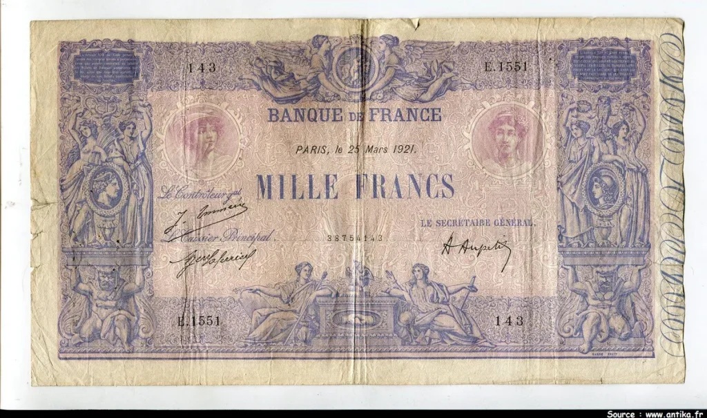 1000 FRANCS BLEU & ROSE - Type 1889