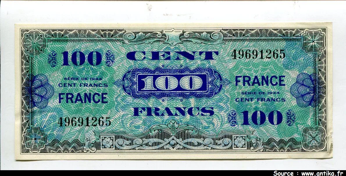 100 FRANCS Verso "France"