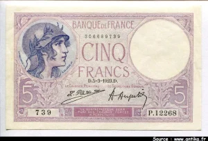 5 FRANCS VIOLET - Type 1917