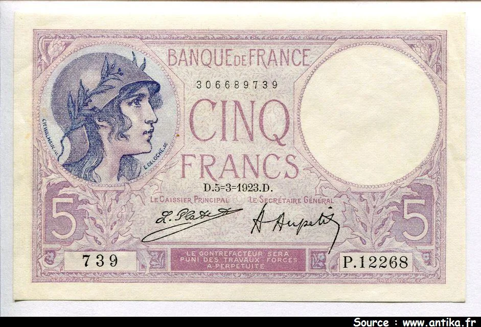 5 FRANCS VIOLET - Type 1917