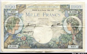 1000 FRANCS COMMERCE & INDUSTRIE - Type 1940