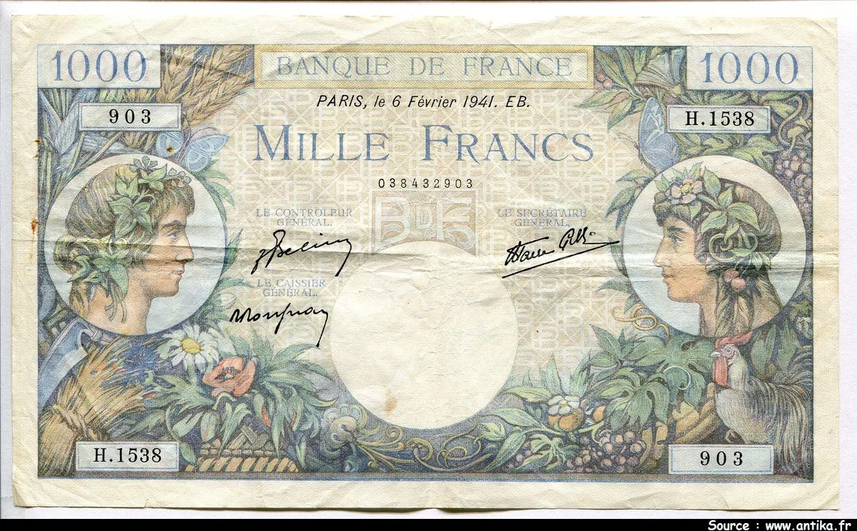 1000 FRANCS COMMERCE & INDUSTRIE - Type 1940