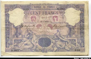 100 FRANCS BLEU & ROSE - Type 1888