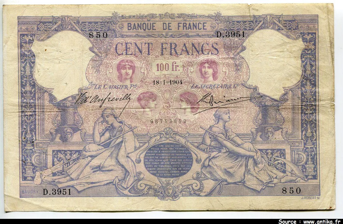 100 FRANCS BLEU & ROSE - Type 1888