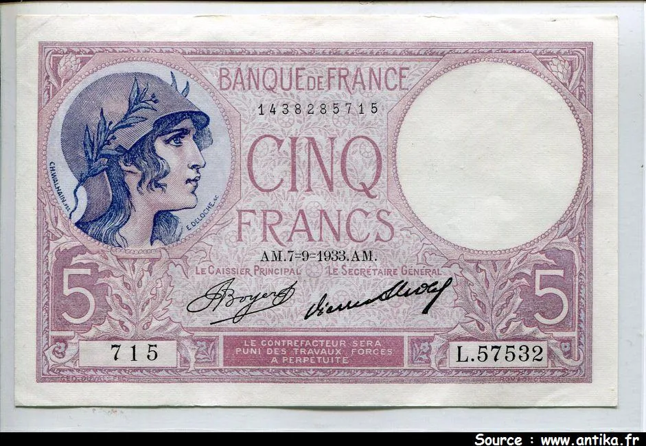 5 FRANCS VIOLET - Type 1917