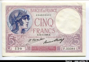 5 FRANCS VIOLET - Type 1917