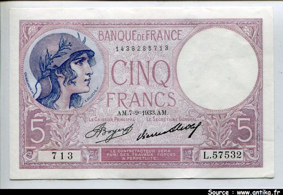 5 FRANCS VIOLET - Type 1917