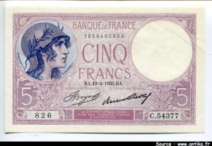 5 FRANCS VIOLET - Type 1917