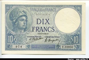 10 FRANCS MINERVE - Type 1915