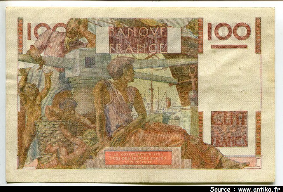 100 FRANCS JEUNE PAYSAN - Type 1945 filigrane inversé