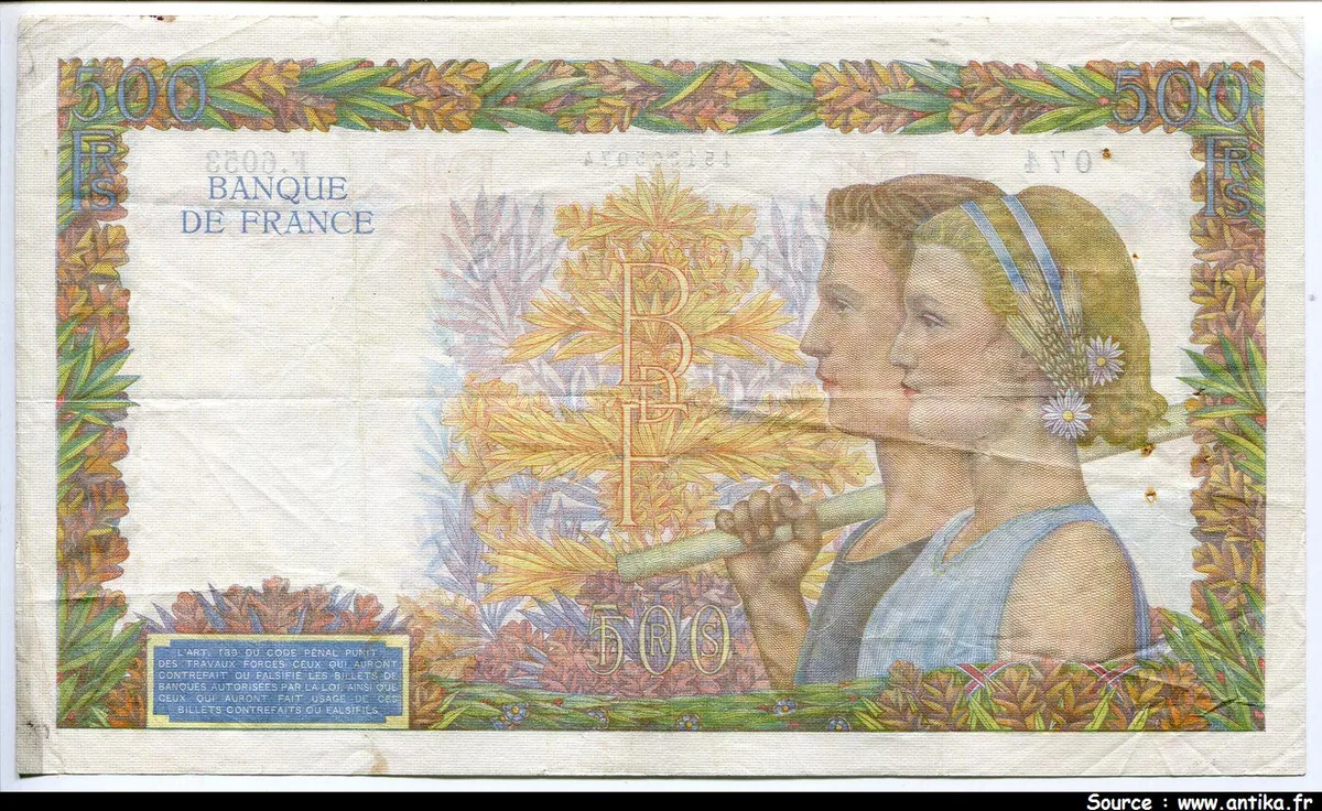 500 FRANCS LA PAIX - Type 1939