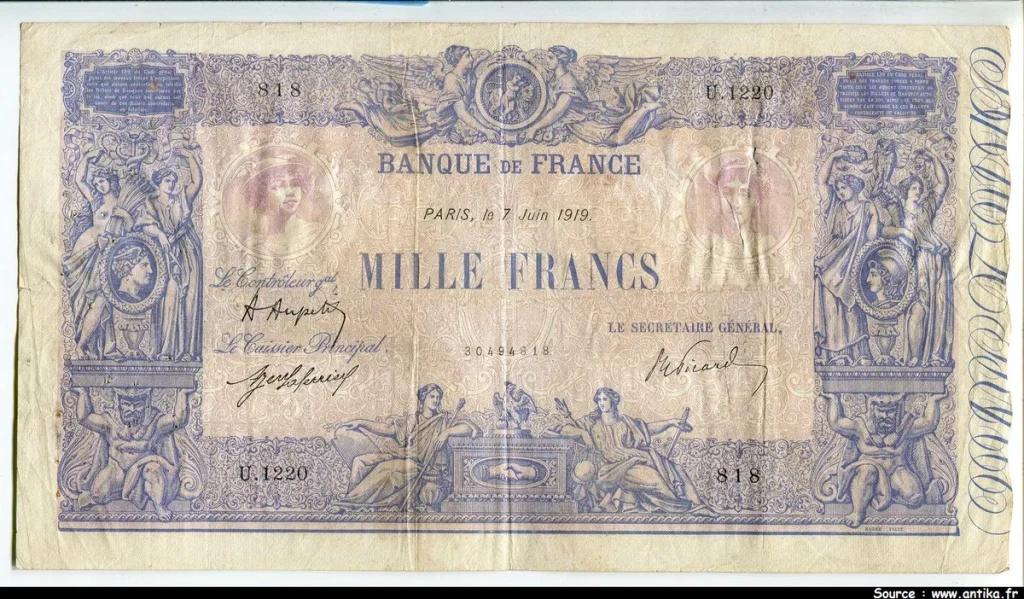 1000 FRANCS BLEU & ROSE - Type 1889