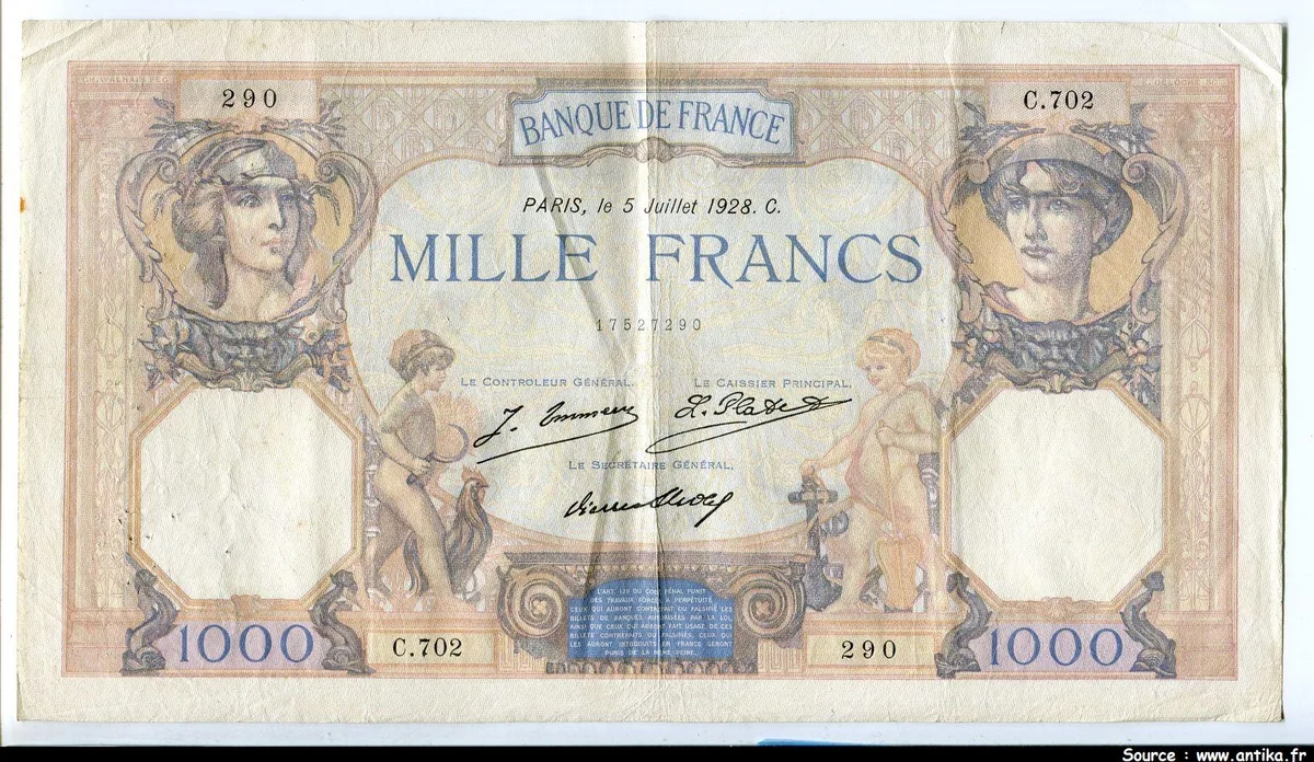 1000 FRANCS CERES & MERCURE - Type 1927