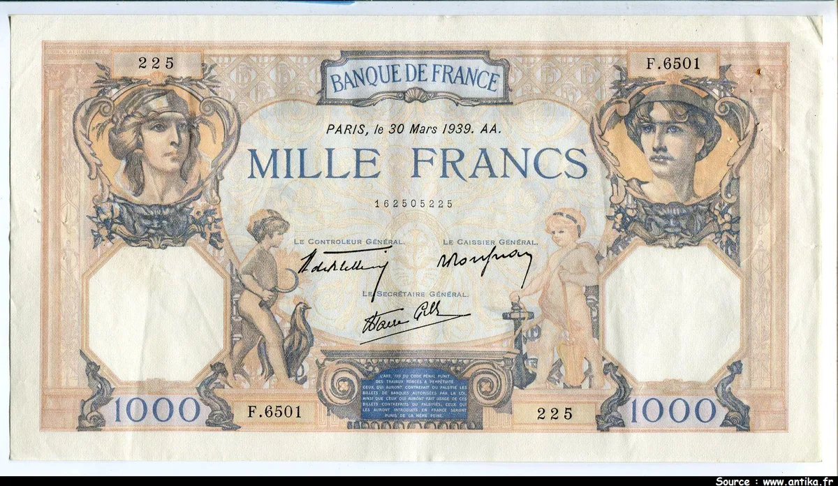 1000 FRANCS CERES & MERCURE - Type 1927 modifié