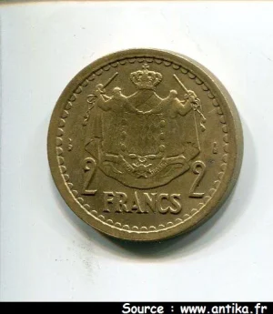 2 FRANCS LOUIS II 1922-1949
