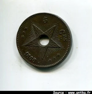 5 CENTIMES Bronze CONGO Etat Indépendant
