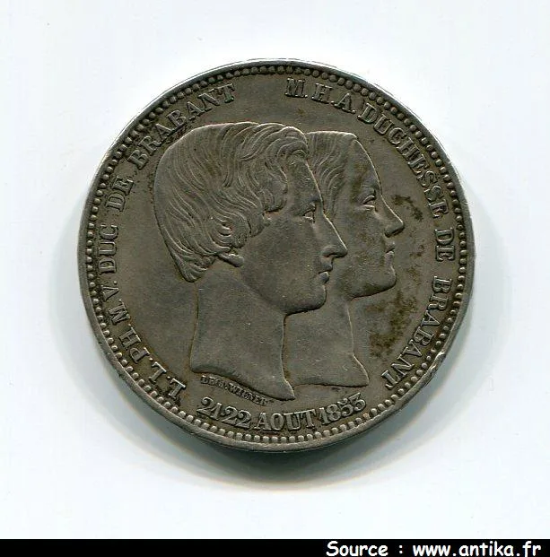 5 FRANCS Argt Mariage Duc & Duchesse de Brabant