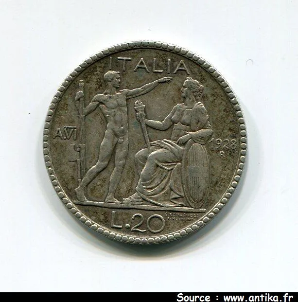 20 LIRE Argt VICTOR EMMANUEL III 15,01 gr Rome