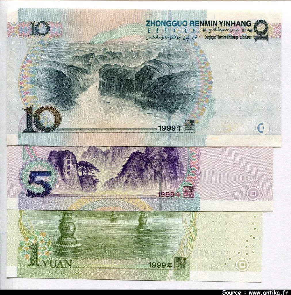 1-5-10 Yüan Mao Zedong (Lot de 3 Billets)