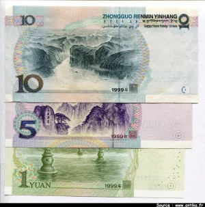 1-5-10 Yüan Mao Zedong (Lot de 3 Billets)