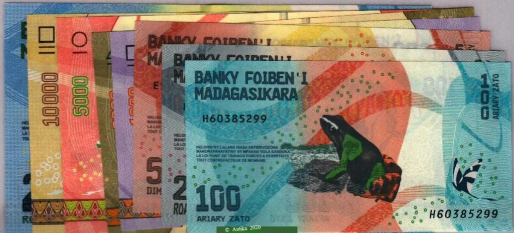 100-200-500-1000-2000-5000-10000-20000 Ariary (Lot de 8 Billets)PROMO