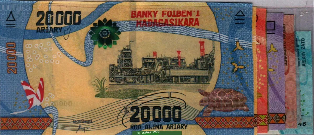 100-200-500-1000-2000-5000-10000-20000 Ariary (Lot de 8 Billets)PROMO
