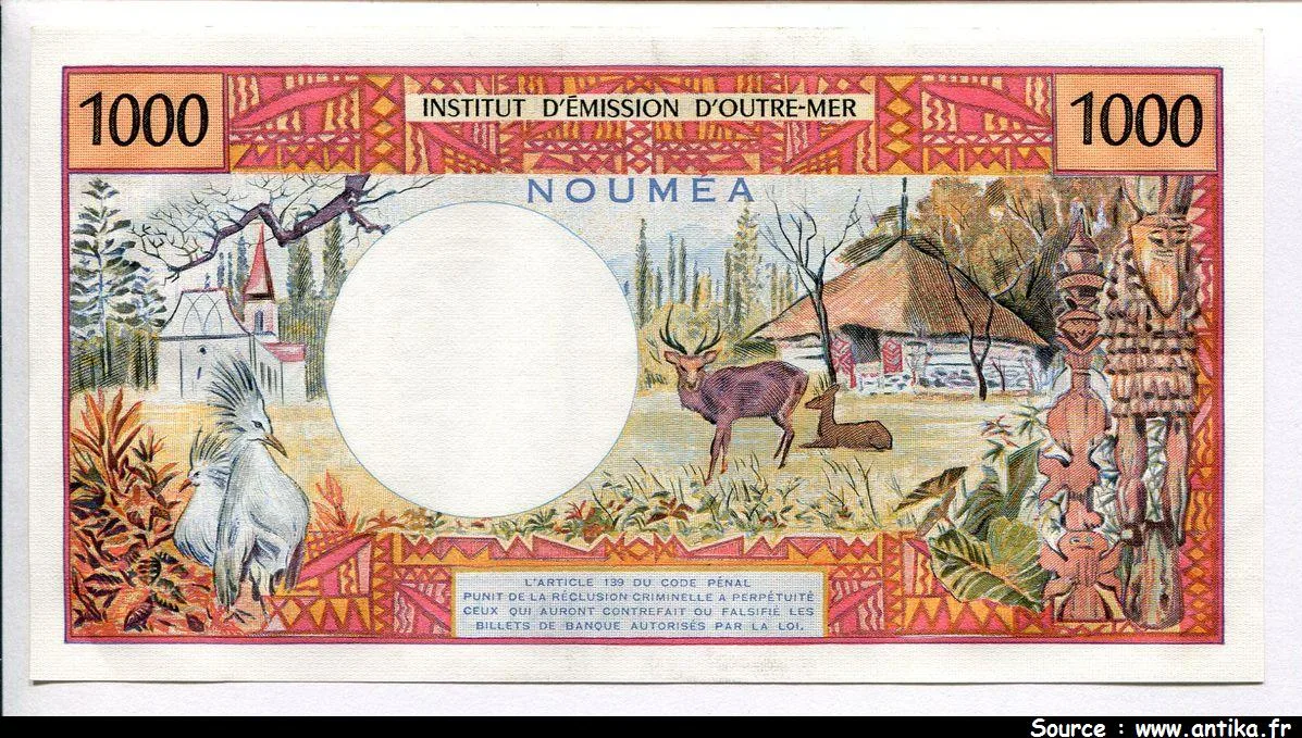 1000 Frs Jeune fille couronnée de fleurs & Huttes NOUMEA Alph:0.003 PROMO PROMO