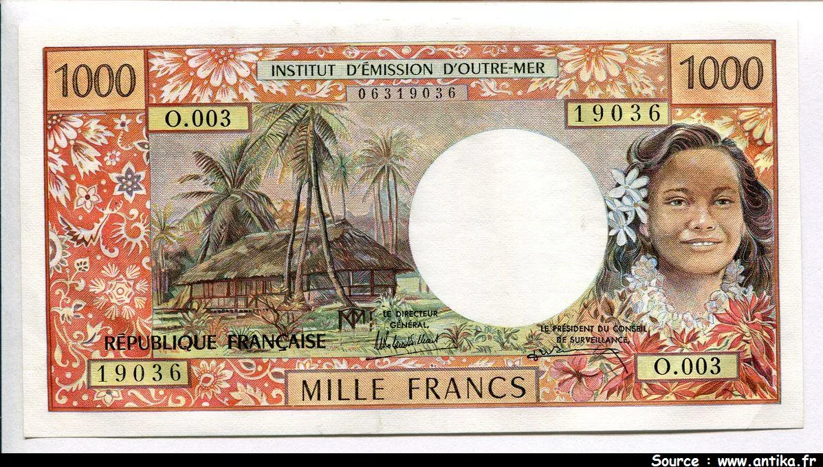 1000 Frs Jeune fille couronnée de fleurs & Huttes NOUMEA Alph:0.003 PROMO PROMO