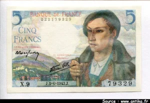 5 FRANCS BERGER - Type 1943