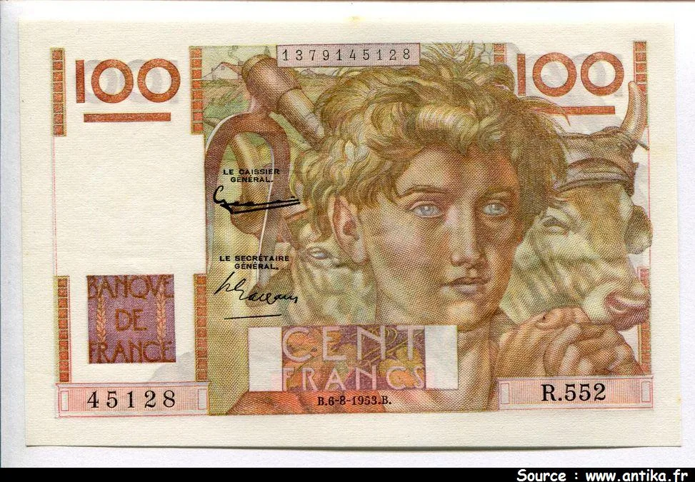 100 FRANCS JEUNE PAYSAN - Type 1945 filigrane inversé