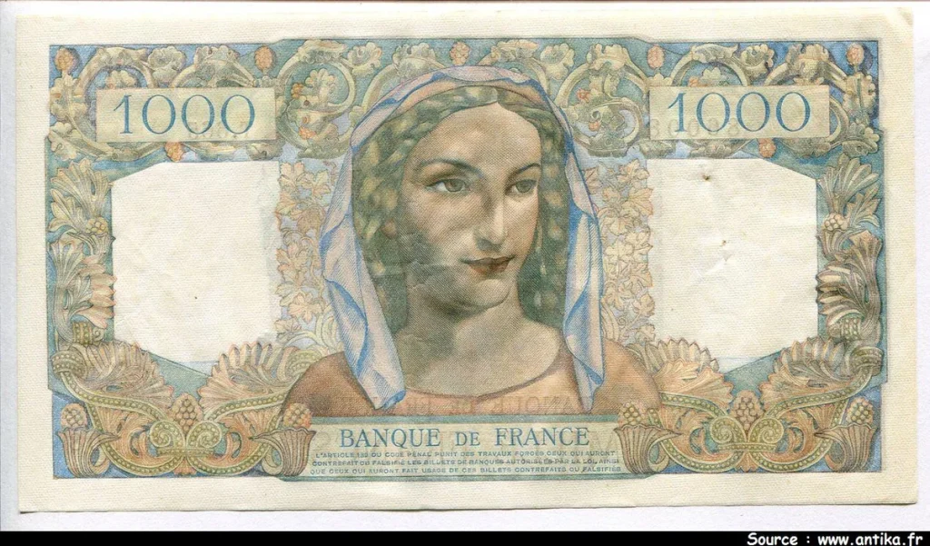 1000 FRANCS MINERVE & HERCULE - Type 1945